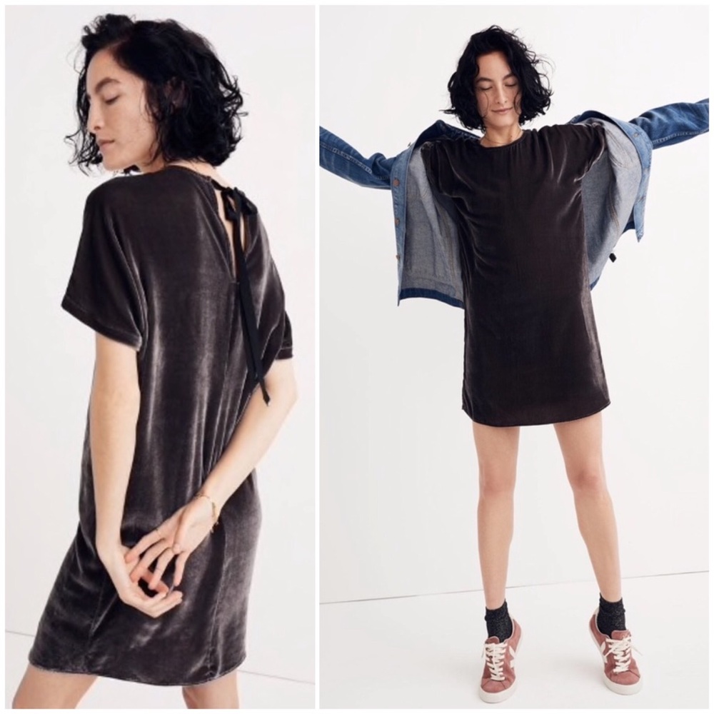 Madewell | Velvet Bow Back Tee Shift Dress